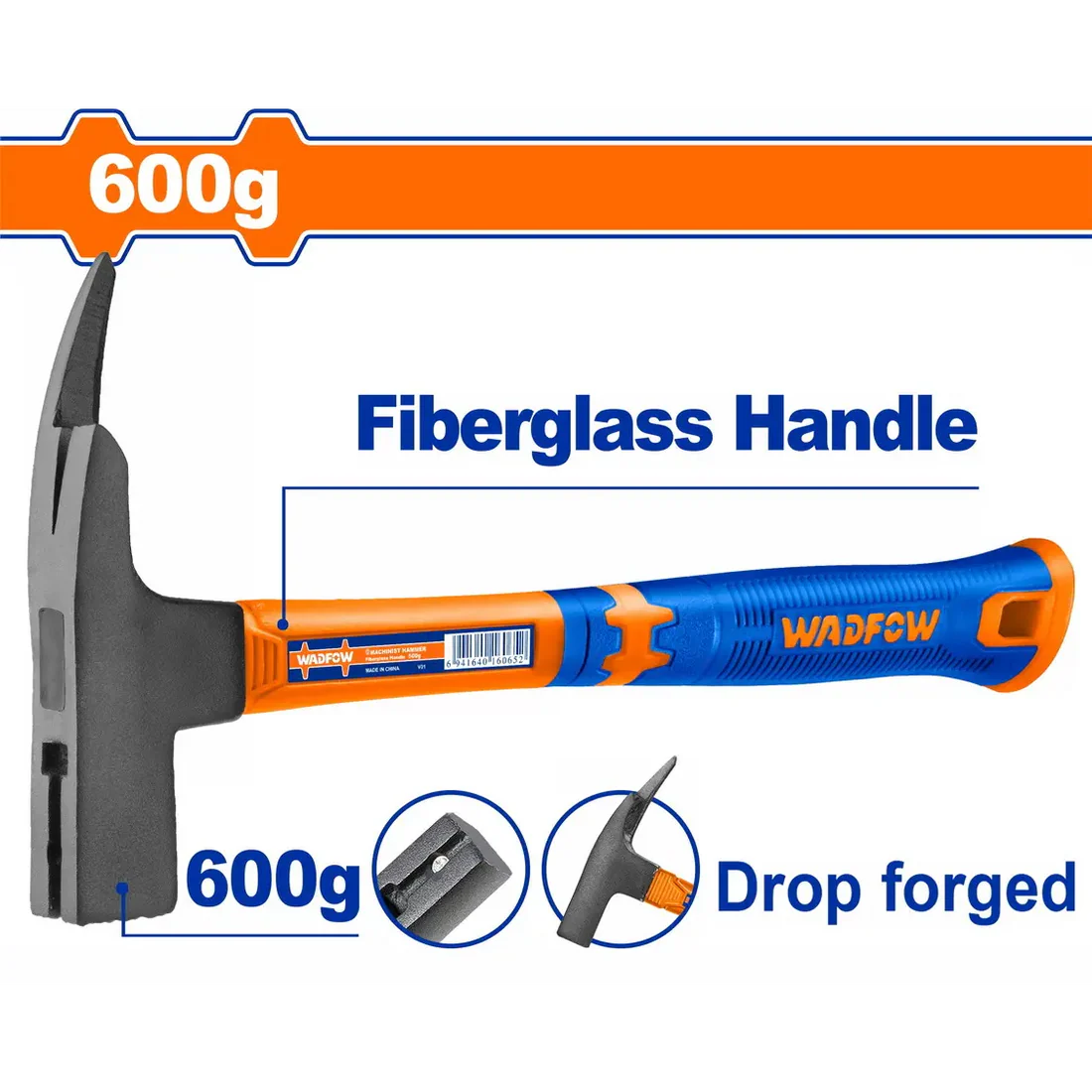 WADFOW 600g Roofing Hammer Drop Forged High Carbon Steel Shingle and Slate Cutting Carpenter Tool with Fiberglass Handle WHM3360 Wadfow